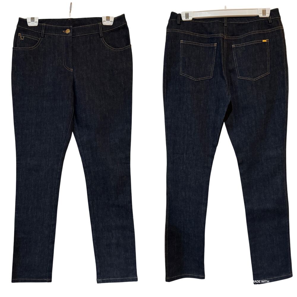 St. John Yellow Label Dark Wash Straight Leg Denim Jeans Size 6 EUC Classic